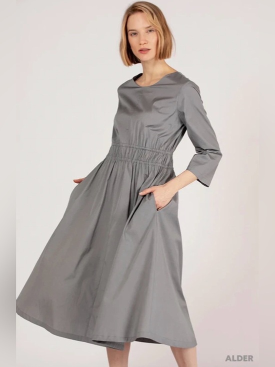 Harshman Dresses & Skirts - Harshman Alder Tie Waist A-Line Midi Dress Lava Smoke Gray Medium NWT